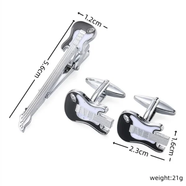 Guitar cufflinks tie clip set - Image 3